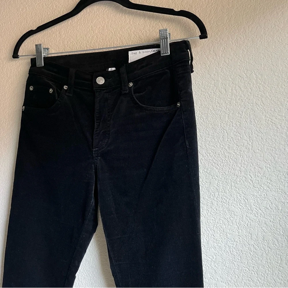 Rag & Bone Nina High Rise Ankle Skinny Black Velvet Pants Size 26